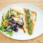 Seabass with Smashed Potatoes & Mediterranean Veg